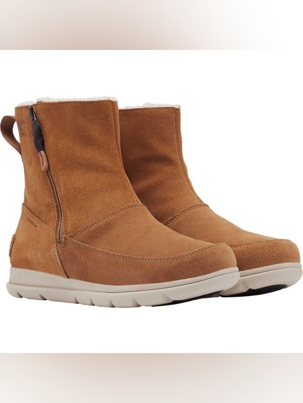 Sorel Explorer Leather Chestnut Suede Waterproof Zip Winter Boots